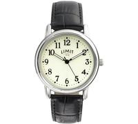 Limit Men's Glow Dial Black Faux Leather Strap Watch