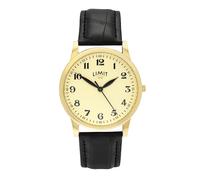 Limit Men's Matte Cream Dial Black Croc Grain PU Strap Watch