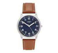 Limit Men's Matte Dark Blue Dial Brown PU Strap Watch