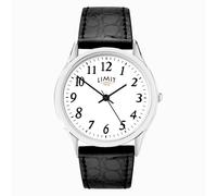 Limit Men's White Dial Black Polyurethane Leather Strap Watch