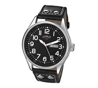 Limit Pilot Men's Quartz Watch with Black Dial Analogue Display and Black PU Strap 5491.01