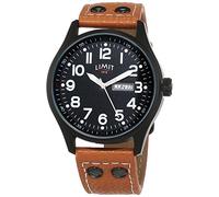 Limit Pilot Men's Quartz Watch with Black Dial Analogue Display and Brown PU Strap 5492.01