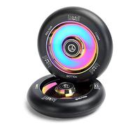 Limit Pro Scooter Wheels 110mm - Scooter Replacement Wheels for Stunt Trick Scooters Oil Slick Hollow Core with ABEC-9 Bearings Installed Pair