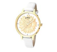 Limit Secret Garden 6282 Gold Plated Sunflower White Strap Watch Wrist Womens White