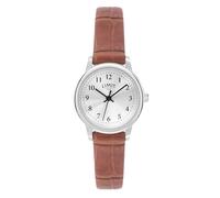Limit Womens 23mm Classic Watch Silver Sunray Dial with Brown Tan Croco Effect PU Strap