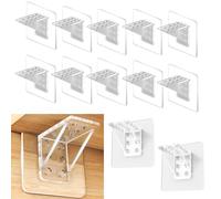 LIMITADA 12 Pcs Floating Shelf Brackets Plastic Shelf Support Peg Invisible Triangle Wall Brackets Strong Partition Holders Fixing Sticking Hook Self Adhesive Shelves Clips for Furniture Bookshelf