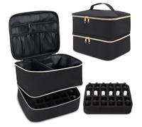 LIMITADA Double-Layer Nail Polish Organizer Nail Polish Carrying Case Portable Cosmetic Travel Bag Double-Layer Nail Varnish Storage Holds 30 Bottles for Manicure Tool Nail Lipstick Beauty Tools Black