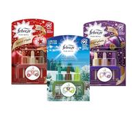 Limited Christmas Edition Plug In Refill Bundle - 3 x 20ml Flavors: Spiced Apple, Sugar Plum, Frosted Pine & Eucalyptus Room Fresheners with Topline Card. Gifts for Stocking Fillers