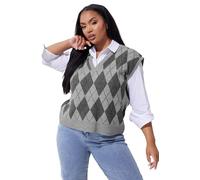 Limited Collection Curve Argyle Knitted Vest - Women's - Plus Size Curve Grey