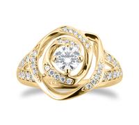 Limited Edition 18ct Yellow Gold 0.70cttw Diamond Halo Ring - Ring Size O