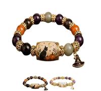 Limited Edition 2026 Halloween Black Cat Pumpkin Beaded Bracelet Gift Set,Stretch Halloween Bracelet with Witch Hat Charm,Spooky Season Fall Jewelry for Women, Cat Lovers (A#)