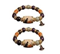 Limited Edition 2026 Halloween Black Cat Pumpkin Beaded Bracelet Gift Set,Stretch Halloween Bracelet with Witch Hat Charm,Spooky Season Fall Jewelry for Women, Cat Lovers (AA#)