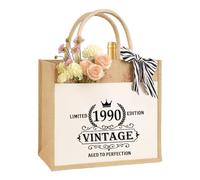 Limited Edition Birthday Gift for Women, Mother and Girlfriends Vintage Sustainable Jute Bag Gift Bag Jute Bag Shopping Bag Made of 100% Jute and Cotton, 35th birthday, S