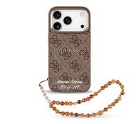 Limited Edition Case For iPhone 17 Pro Guess Faux Leather Brown Chain MagSafe