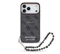 Limited Edition Case For iPhone 17 Pro Max Guess Faux Leather Gray Chain MagSafe