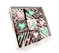 Limited Edition Chocolate Fudge Brownies - 9 Chocolate Fudge Brownies Topped with Edible Sugar Decorations and White Chocolate and Vanilla Icing. Serves 9 portions. Baked by bakerdays (Love You Mum)