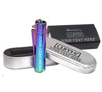 Limited Edition - Clipper Lighter ® Deep Engraved Personalised Metal Rainbow- Engraving Included for Birthdays, Anniversaries, Weddings and Valentines