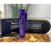 Limited Edition - Clipper Lighter ® Personalised Metal Lighter Deep Laser Engraved - Engraving Included for Birthdays, Anniversaries, Weddings and Valentines - Purple Rain