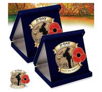 Limited Edition D-Day 80th Anniversary Commemorative Badge, 80th D-Day Enamel Lapel Pin, 80th Anniversary D-Day Badge, Honour the Brave Heroes of History Unwavering Courage (2Pcs)