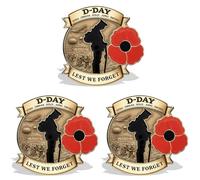 Limited Edition D-Day 80th Anniversary Commemorative Badge,D-Day 80th Anniversary Commemorative Badge, World War Ii Normandy Souvenir Decoration, Tribute To The Brave Heroes In History (3 PCS)