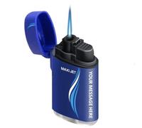 Limited Edition - Maxi Jet Lighter ® Deep Laser Engraved Personalised - Engraving Included for Birthdays, Anniversaries, Weddings and Valentines - Blue