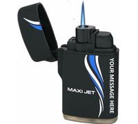 Limited Edition - Maxi Jet Lighter ® Deep Laser Engraved Personalised - Engraving Included for Birthdays, Anniversaries, Weddings and Valentines - Black