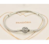 LIMITED EDITION New Pandora Silver Sparkling Heart Clasp Bracelet 590743CZ-18cm