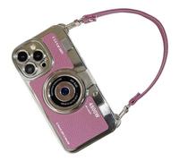 Limited Edition Old School Camera for iPhone Case, Cute Funny 3D Vintage Camera Phone Case with Removable Neck Strap Lanyard, Cool, Shockproof, For iPhone 16 Pro Max Case(Purple,For iPhone 15 Pro Max)