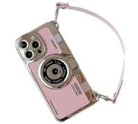 Limited Edition Old School Camera for iPhone Case, Cute Funny 3D Vintage Camera Phone Case with Removable Neck Strap Lanyard, Cool, Shockproof, For iPhone 16 Pro Max Case(Pink,For iPhone 16 Plus)