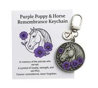 Limited Edition Purple Poppy & Horse Remembrance Keychain,Horse Keychain Birthday Christmas Gifts For Horses Lover,Backpack Accessories, Bag Charms