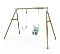 Limited Edition Rebo Wooden Garden Double Swing Sets - Luna - Pastel Green Rebo Green One Size