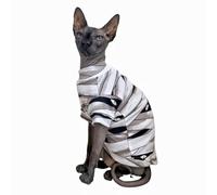 Limited Edition Sphynx Cat T-Shirts Elastic Hairless Cat Sweatshirt Pet Kitten Clothes Round Collar Kitten Shirts Vest Cats & Small Dogs Apparel (Mummy, L (7.7-9.9 lbs))
