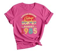 Limited Edition Vintage August 1985 Womens Graphic T-Shirt 40th Birthday Gift Retro Style 14 Fuchsia