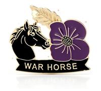Limited Edition War Horse Purple Poppy 111th Anniversary Remembrance Brooch | Purple Poppy Animal Pin with Two Safety Fasteners, For Veterans, Horse Lovers, History Enthusiasts