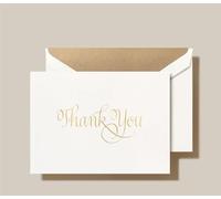Limited Papers Crane & Co. Elegant Calligraphy Thank You Note Card Set. Classic Pearl White with Gold Swirl Script, 25 Folded Notes and 25 Envelopes, Perfect for Weddings, Milestone Birthdays & More.