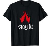 Limited Stay Lit Occult Satan Devil Hell Goth Burning Church T-Shirt Black