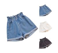 Limited Time Deals Casual Denim Shorts for Women UK Fashion High Waist Frayed Hem Ripped Summer Jeans Ladies Short Hot Pants with Pockets Bermuda Shorts for Women Plus Size