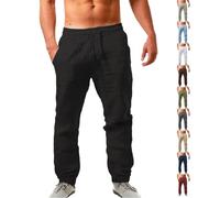 Limited Time Deals Cocila Mens Cotton and Linen Pants Casual Solid Color Comfortable Drawstring Summer Plus Size Loose Trousers Breathable and Comfortable Beach Pants Rela Warehouse Deals Clearance