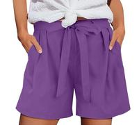 Limited Time Deals Shorts Womens UK Summer Drawstring Cotton Elastic Waist Solid Color Casual Shorts Sport Pants Lace Rope Trousers Yoga Warehouse Clearance Bargains Sale