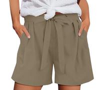 Limited Time Deals Shorts Womens UK Summer Drawstring Cotton Elastic Waist Solid Color Casual Shorts Sport Pants Lace Rope Trousers Yoga Warehouse Clearance Bargains Sale