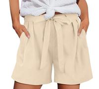 Limited Time Deals Shorts Womens UK Summer Drawstring Cotton Elastic Waist Solid Color Casual Shorts Sport Pants Lace Rope Trousers Yoga Warehouse Clearance Bargains Sale