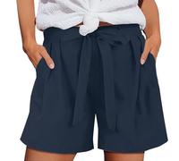 Limited Time Deals Shorts Womens UK Summer Drawstring Cotton Elastic Waist Solid Color Casual Shorts Sport Pants Lace Rope Trousers Yoga Warehouse Clearance Bargains Sale