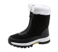Limited Time Deals Womens Waterproof Snow Boots Fashion Women Winter Water Proof Flat Zipper Keep Warm Snow Boots Comfortable Mid Boots Shoes Deals of The Day Sale Prime Women (Black, 5)