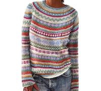 Limited Time Dealsmaon Prime HUIFUAO Fair Isle Jumpers for Women UK Large Size Ladies Jumpers Oversized Sweaters for Women Long Sleeve Jacquard Knitwear Women Pullover Tops Day Prime Deals