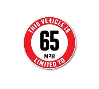 Limited to 65 MPH Car Sticker - Premium 3M Vinyl Decal, 10cm Round, Bubble-Free Application, Weatherproof Safety Sign for Vehicles, Trailers, Caravans, HGV & Speed-Limited Cars - Made in UK (65)
