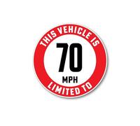 Limited to 70 MPH Car Sticker - Premium 3M Vinyl Decal, 10cm Round, Bubble-Free Application, Weatherproof Safety Sign for Vehicles, Trailers, Caravans, HGV & Speed-Limited Cars - Made in UK (70)