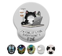LIMKRIAN Cat Ergonomic Mouse Pad with Wrist Rest, Gaming Mouse Pad with Wrist Support, Funny Mouse Pads for Desk, Computer Mousepad with Non-Slip Pain Relief PU Base, Cute Office Desk Accessories