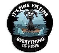 LIMKRIAN Funny Dog Ergonomic Mouse Pad with Gel Wrist Rest, It's Fine | Non-Slip PU Base, Smooth Surface, Cooling Gel Eases Wrist Pain, Comfort Wrist Support, Cute Office Desk Accessories Decor