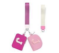LIMKRIAN Initial Wristlet Wallet for Women,Small Dual Pouch Wristlet,Personalised Keychain Wallet,Mini Zip Around Coin Pouse, Rose Red, J