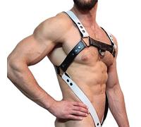 Limmion Men's Body Chest Harness Gay Fetish Shoulder Strap Man Punk Bondage Belt PU Leather Harness with Cock Ring Sexy Slave Clubwear Party Costumes Men's Sexy Lingerie Nightclub Outfit